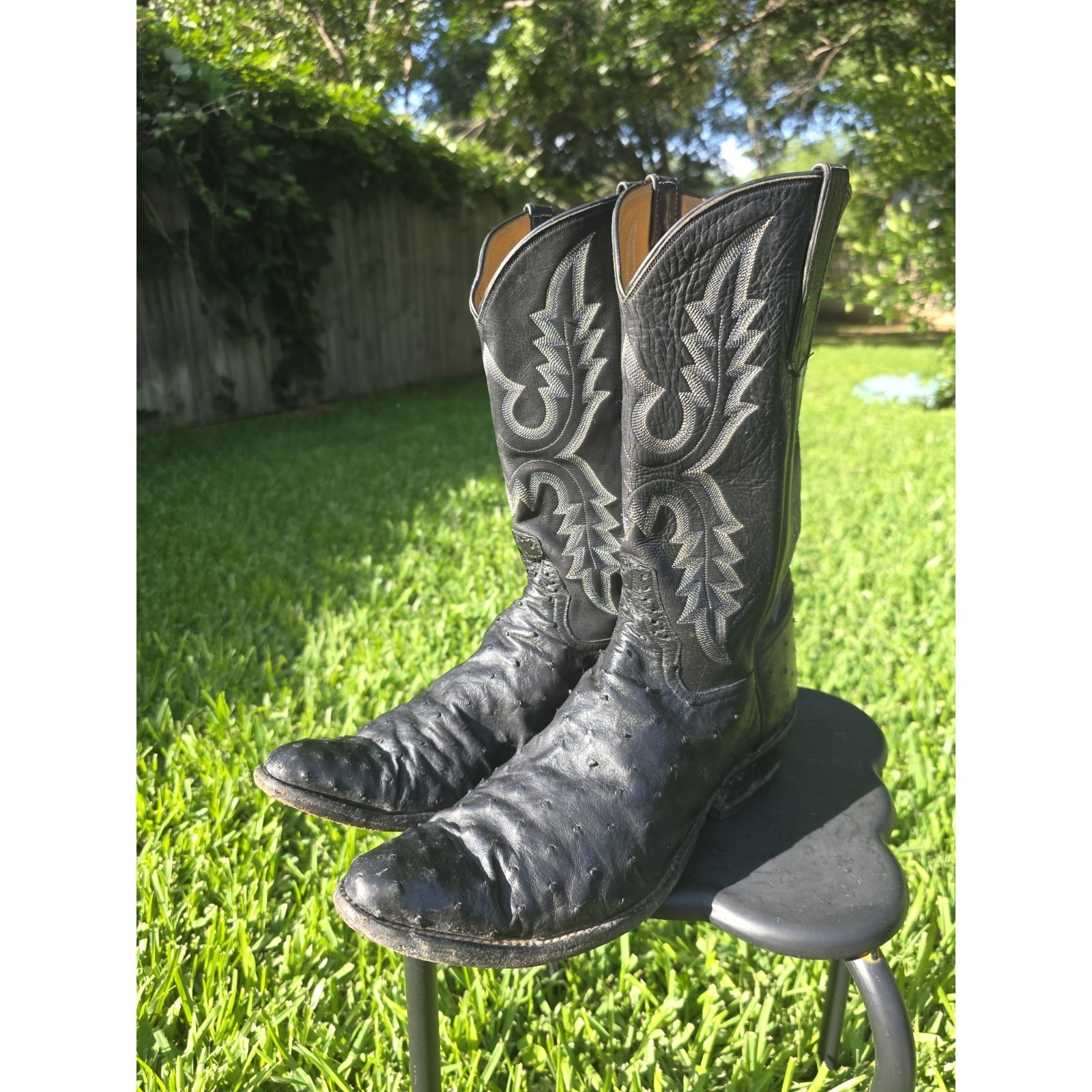 Rios Of Mercedes Mens Boots 12n Black Full Quill Ostrich Western Cowboy Boots